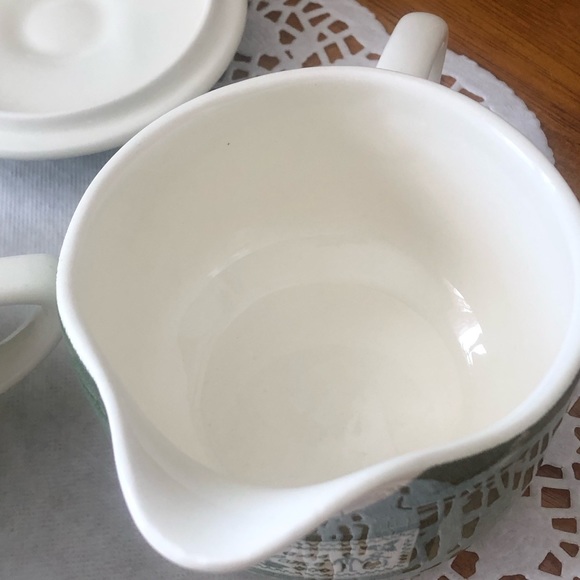 Vintage Royal USA Colonial Homestead Green Creamer Pitcher, Sugar Bowl with Lid - Picture 10 of 13
